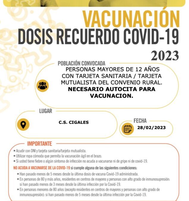 VACUNACION DOSIS RECUERDO COVID-19 2023